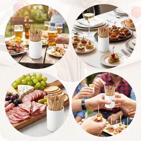 2 PCS Toothpick Holder Dispenser, Ceramic Toothpicks Holder, Porcelain Toothpick Holders, Toothpicks Dispensers for Home Kitchen Restaurant, White, 1.65" D x 2.16" H in Kuwait