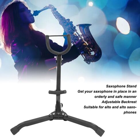 Folding Saxophone Stand, Adjustable Portable Sax Stand for Alto and Tenor Saxophones, Scratch - Metal Stand with Soft Rubber Pads and Foldable Design in Kuwait