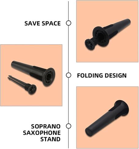 KALLORY Foldable Soprano Saxophone Stand with Simple and Delicate Design, Black Plastic and Iron Material, Easy to Support Saxophone, Portable Sax Display Stand for Music Performances in Saudi Arabia