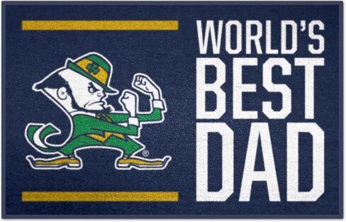 FANMATS 18196 Notre Dame Starter Mat - World's Best Dad | Navy | 19"x30" | Leprechaun Alternate Logo in Kuwait