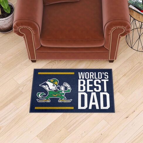FANMATS 18196 Notre Dame Starter Mat - World's Best Dad | Navy | 19"x30" | Leprechaun Alternate Logo in Kuwait
