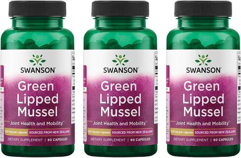 Swanson Green Lipped Mussel (تجميد التجميد) - مكملات الصحة والتنقل المشتركة في نيوزيلندا - قد تدعم الصيغة الطبيعية صحة القلب والهضم - (60 كبسولة ، 500 ملغ لكل منها) in Kuwait