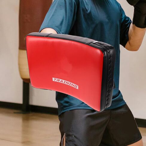 Angoily Taekwondo Kick Pads for Youth and Adults Thickened Curved Pu Eva Kicking Shield with Large Chest Design for Boxing and Sparring Training Protection and Stability in Kuwait
