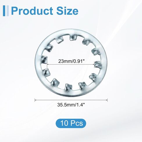10 قطع من Uxcell 7/8 غسالة قفل أسنان داخلية، فولاذ كربوني مطلي بالزنك متعدد الأسنان، قفل قفل نجمة، لون فضي in Kuwait
