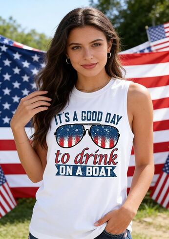 AIMITAG American Flag Tank Top for Womens 4th of July Patriotic Sleeveless Patriotic Tank Tee USA Star Stripes Graphic Vest in Kuwait
