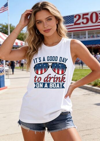 AIMITAG American Flag Tank Top for Womens 4th of July Patriotic Sleeveless Patriotic Tank Tee USA Star Stripes Graphic Vest in Kuwait