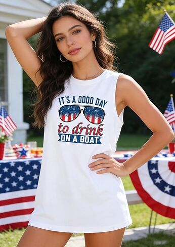 AIMITAG American Flag Tank Top for Womens 4th of July Patriotic Sleeveless Patriotic Tank Tee USA Star Stripes Graphic Vest in Kuwait