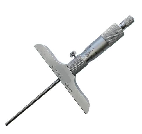 Depth Micrometer 0-25mm 0-50mm 0-100mm 0-200mm 0.01mm Flat End Industrial Stainless Steel Micrometer Ball End(Flat 0-25mm) in Kuwait