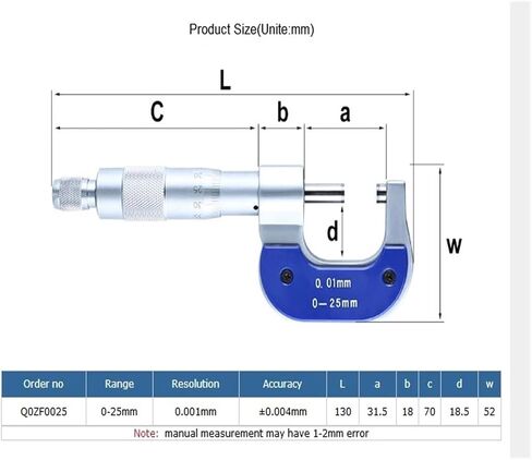 0-25mm Outside Micrometer 0.01mm Micrometro Measuring Tools Thickness Gauge Meter in Kuwait