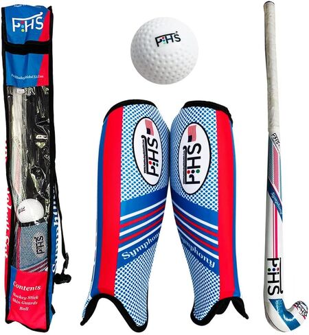 Field Hockey Sticks 30 Inch 32 Inch 34 Inch Shin Guards Ball Bag Complete Gift Set - Hockey Stick Colorful Hockey Ball Set in Kuwait