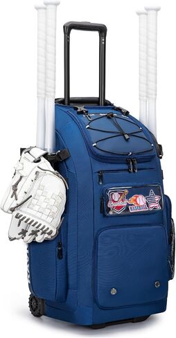 KAVIGOR 80L Rolling Baseball & Softball Bag for Youth & Adult, Holds 3 Gloves & 4 Bats, Custom Team Panel, Travel Ball Ready in Kuwait