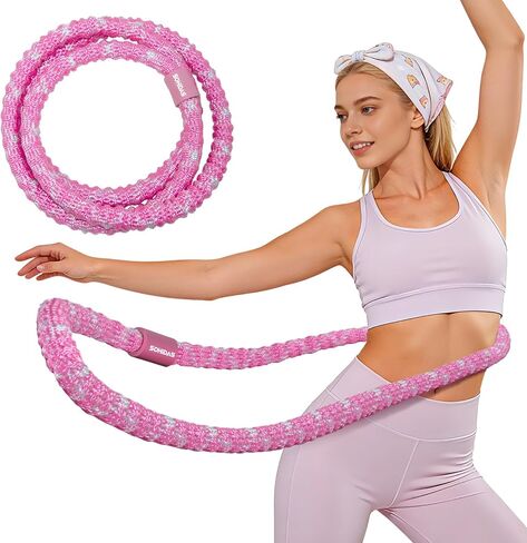 Soft Hula Hoop for Adults 3.3lb Weighted Hula Hoops for Women Weight Loss Pilates Equipment Infinity Hoop Soft Spring Weighted Hoop for Adults Women Beginners Kids Home Travel Gym in Kuwait