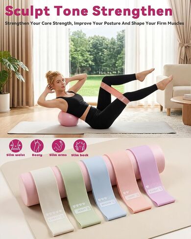 lucdnc Pilates Kit for Home,24 pcs Workouts Sets for Women 14"Pilates Circles 8" Yoga Ball, Resistance Band for Ankle,Back,Legs,Glutes,Pilates Equipment Ideal for Home Gym & Travel Fitness Essentials in Kuwait