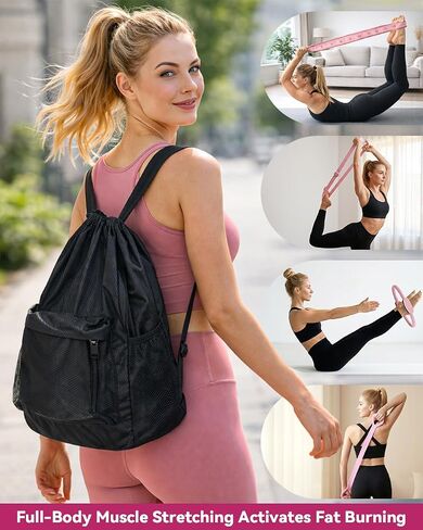 lucdnc Pilates Kit for Home,24 pcs Workouts Sets for Women 14"Pilates Circles 8" Yoga Ball, Resistance Band for Ankle,Back,Legs,Glutes,Pilates Equipment Ideal for Home Gym & Travel Fitness Essentials in Kuwait