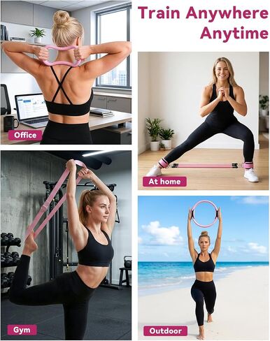 lucdnc Pilates Kit for Home,24 pcs Workouts Sets for Women 14"Pilates Circles 8" Yoga Ball, Resistance Band for Ankle,Back,Legs,Glutes,Pilates Equipment Ideal for Home Gym & Travel Fitness Essentials in Kuwait