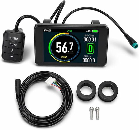 Electric Bike LCD Display, Universal 24V to 72V Multi Protocol Speedometer | TFT Color Screen, 5 Pin Waterproof Connector, Durable ABS, Mounting Kit, for E Bike DIY and Cycling Enthusiasts in Kuwait