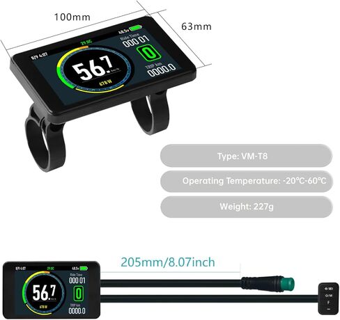 Electric Bike LCD Display, Universal 24V to 72V Multi Protocol Speedometer | TFT Color Screen, 5 Pin Waterproof Connector, Durable ABS, Mounting Kit, for E Bike DIY and Cycling Enthusiasts in Kuwait