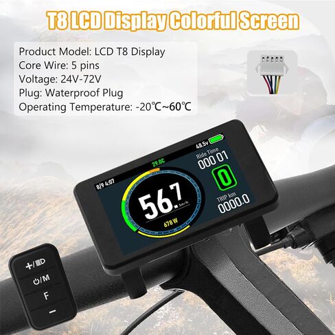 Electric Bike LCD Display, Universal 24V to 72V Multi Protocol Speedometer | TFT Color Screen, 5 Pin Waterproof Connector, Durable ABS, Mounting Kit, for E Bike DIY and Cycling Enthusiasts in Kuwait