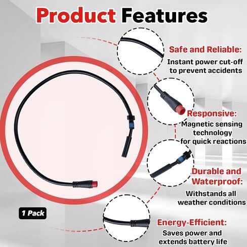 Magnetic Brake Sensor for Electric Bicycle, Universal 2 Pin Electric Bicycle Motor Cutoff Switch, Ensures Safe Braking and Extends Battery Range, Easy Installation in Kuwait