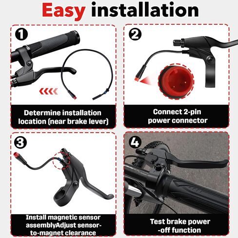Magnetic Brake Sensor for Electric Bicycle, Universal 2 Pin Electric Bicycle Motor Cutoff Switch, Ensures Safe Braking and Extends Battery Range, Easy Installation in Kuwait