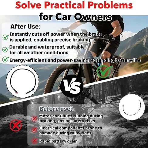 Magnetic Brake Sensor for Electric Bicycle, Universal 2 Pin Electric Bicycle Motor Cutoff Switch, Ensures Safe Braking and Extends Battery Range, Easy Installation in Kuwait