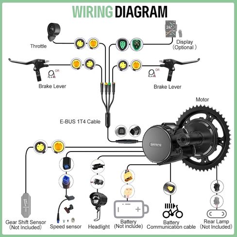 BAFANG BBS02B / BBS-HD Mid Drive Motor Kit,36V/48V/52V 1000W/750W CAN Bus Ebike Conversion Kit with LCD Display, USB Programmable, Fits 68-73/100/120mm Bottom Bracket, Battery Optional in Kuwait