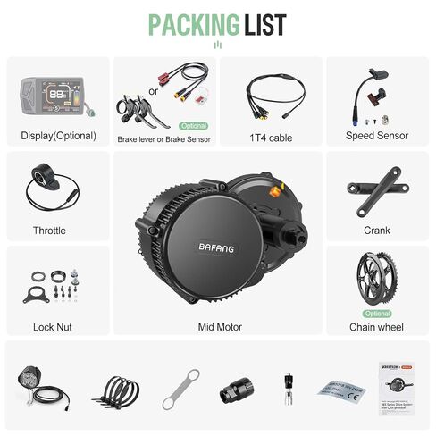 BAFANG BBS02B / BBS-HD Mid Drive Motor Kit,36V/48V/52V 1000W/750W CAN Bus Ebike Conversion Kit with LCD Display, USB Programmable, Fits 68-73/100/120mm Bottom Bracket, Battery Optional in Kuwait