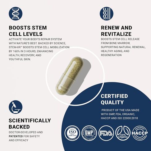 StemXR™ Stem Cell Activator & Circulation Booster – Stem Cell Supplement for Men & Women – Blue Green Algae, Longevity, Vitality, Anti-Aging, Energy & Performance Support – 90 Capsules in Kuwait
