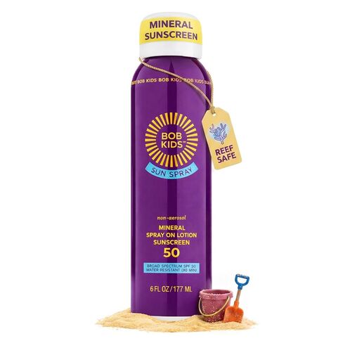 BOB KIDS SPF 50 Sun Spray, Mineral Sunscreen, Non Aerosol Continuous Spray, Water Resistant, Reef Friendly, 6 oz in Saudi Arabia