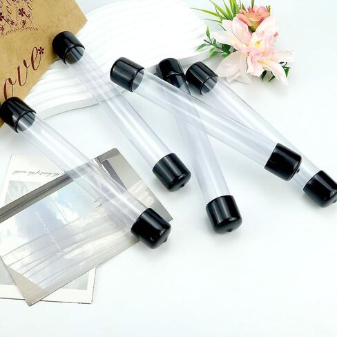 5Pcs Clear Rigid Tube with Caps, Round Plastic Tube, Portable Tube for Item Storage in Kuwait
