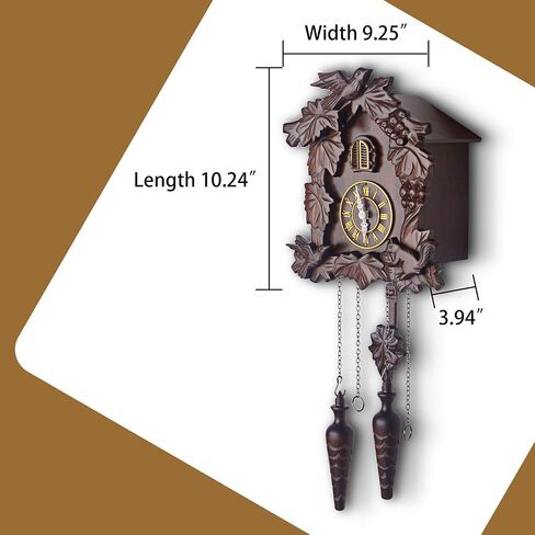 Kendal Cuckoo Clock كبير ساعة الحائط خمر مصنوع يدويًا خشب الوقواق البيت ديكور المنزل مع غناء الطيور والطيور يعيشون في بيوت الأشجار ديكور MX222 in Kuwait