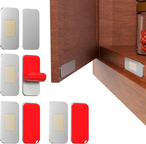 No Drill Magnetic Cabinet Door Catch with Adhesive Made of 3M – Stainless Steel, Strong Hold Child Safety Lock for Kitchen Cabinets, Bathroom, RV – No Screws Needed 1.57" x 0.79" 4 Pack in Saudi Arabia