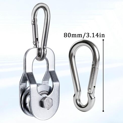 Heavy Duty Cable Snatch Pulley Block with 32FT Rope and Hook,Bearing Inside,for Garage,Attic,Kayak,Deer Hanging,Gym Equipment,800LB Lifting, 1 Pack in Kuwait