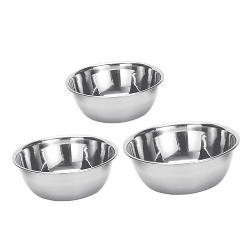 Multipurpose Bowls Sturdy Bowls 3pcs Stainless Steel for Medicine and Mixing, Easy Cleaning Metal Basins 12/14/16cm for Cotton Balls and Alcohol Suitable for Home and Labs in Kuwait