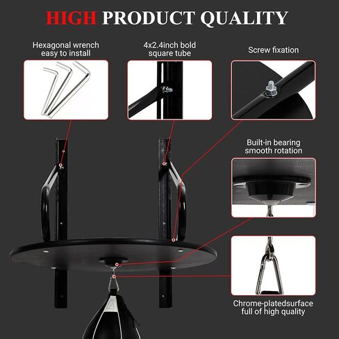 Hipicute Speed Bag Platform Kit - 24" Heavy Duty Wall Mount Boxing Equipment with 180°/360° Swivel Punching Ball for Home Gym, Professional Reaction Training & Fitness Workouts in Kuwait