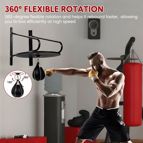 Hipicute Speed Bag Platform Kit - 24" Heavy Duty Wall Mount Boxing Equipment with 180°/360° Swivel Punching Ball for Home Gym, Professional Reaction Training & Fitness Workouts in Kuwait