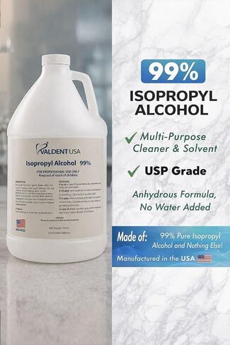 Valdent USA 99% كحول الأيزوبروبيل - محلول IPA عالي النقاء - 1 جالون - الاستخدام المختبري والمهني - حاوية واحدة in Kuwait