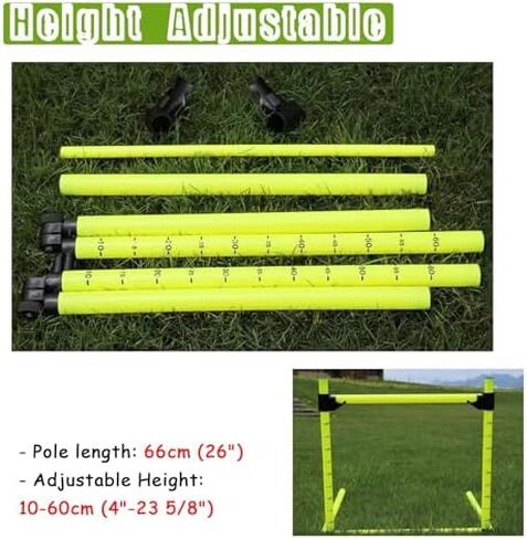 Height Adjustable Hurdles, Portable Jumping Hurdles Pole - 5 Pcs, 10-60cm Adjustable Agility Hurdle Training Equipment, Outdoor Sports Turf Obstacles Bar, Easy to Ins, A in Kuwait
