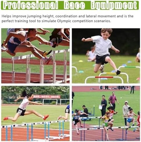 Height Adjustable Hurdles, 3 Pcs Agility Hurdles Training Equipment 30in - 42in, Professional Athletic Race Hurdling for Athlete/Coach, Adjustable Speed Training Pole, A in Kuwait