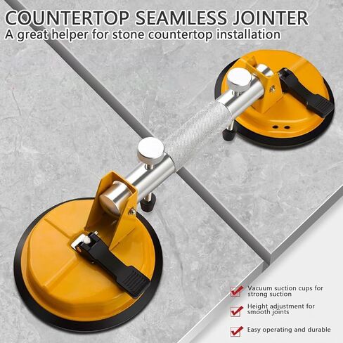 Granite Seam Setter - Professional Countertop Alignment Clamps with Adjustable Vacuum Suction - Seam Setter & Gap Repair Tool for Granite, Marble, Stone Slab & Glass(Yellow) in Kuwait