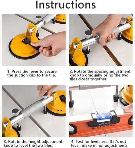 Granite Seam Setter - Professional Countertop Alignment Clamps with Adjustable Vacuum Suction - Seam Setter & Gap Repair Tool for Granite, Marble, Stone Slab & Glass(Yellow) in Kuwait