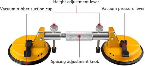 Granite Seam Setter - Professional Countertop Alignment Clamps with Adjustable Vacuum Suction - Seam Setter & Gap Repair Tool for Granite, Marble, Stone Slab & Glass(Yellow) in Kuwait