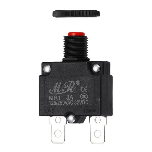 MECCANIXITY 6Amp Thermal Circuit Breaker, 125/250V AC 32V DC Push Button Manual Reset Circuit Overload Protector Switch, Red in Kuwait