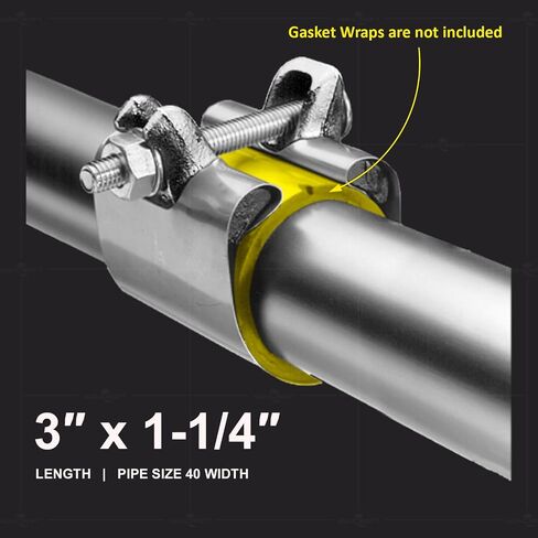 Highcraft Pipe Repair Clamp 1-1/4'', IPS Single Bolt, 3" Long, Stainless Steel in Kuwait