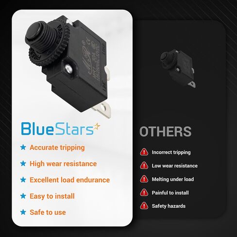 BlueStars 5 Packs 30Amp Thermal Circuit Breaker 125/250V AC 32V DC - Overload Protector with Push Button Manual Reset - Compatible with Automotive, Industrial, Marine and More in Kuwait