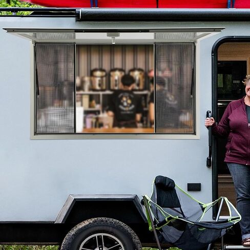 Serving Window for Food Trucks, Aluminum Alloy Food Truck Service Window, Concession Windows for Mobile Catering, Coffee Carts (60" W x 36" H Without Screens) in Kuwait