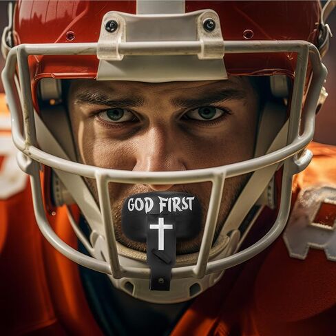 Outus 2 Pack Faith Cross Football Mouth Guard God First Philippians 4: 13 Youth Mouthguard Sports Lip Guard with Connected Strap Fits Adult & Youth for Football Lacrosse MMA Boxing Brace in Kuwait