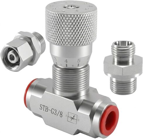 STB-G3/8 3/8" L08 Hydraulic Flow Control Valve Fit for 1-2 Ton Mini Excavator, Bidirectional Restrictor Valve w/Two-Sided Connectors in Kuwait