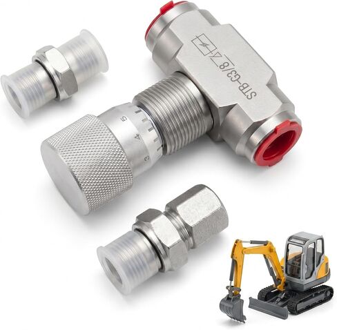 STB-G3/8 3/8" L08 Hydraulic Flow Control Valve Fit for 1-2 Ton Mini Excavator, Bidirectional Restrictor Valve w/Two-Sided Connectors in Kuwait
