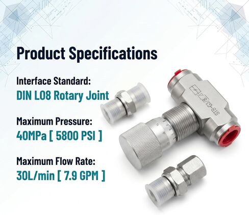 STB-G3/8 3/8" L08 Hydraulic Flow Control Valve Fit for 1-2 Ton Mini Excavator, Bidirectional Restrictor Valve w/Two-Sided Connectors in Kuwait